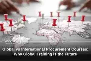 world map with pins on it to signify global procurement courses