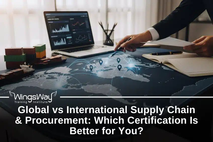 A world map on an office table with certain locations marked on it. Highlighting global vs. international supply chain & procurement