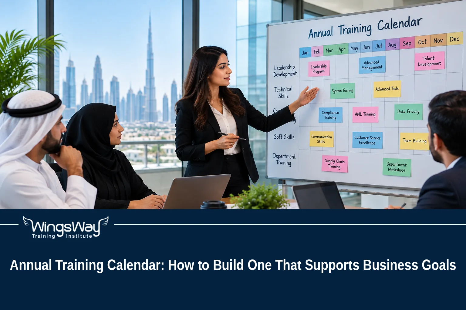 Annual training calendar planning session for corporate learning and workforce development in Dubai